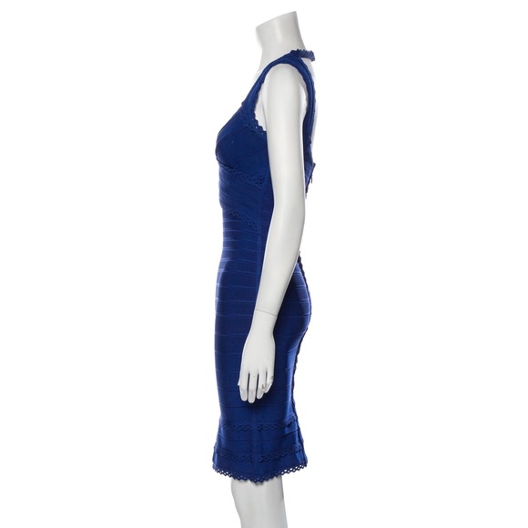 Stunning Blue Herve Leger Amelia Sheath Dress - Picture 2 of 4